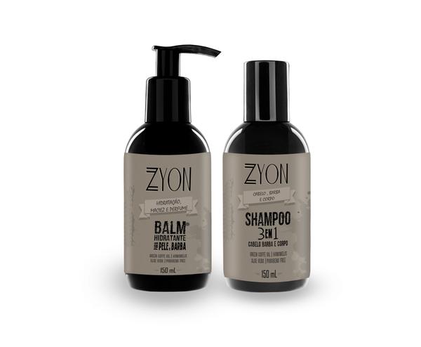 Kit para Barba Limpeza e Hidratação Shampoo + Balm - Zyon Cosméticos