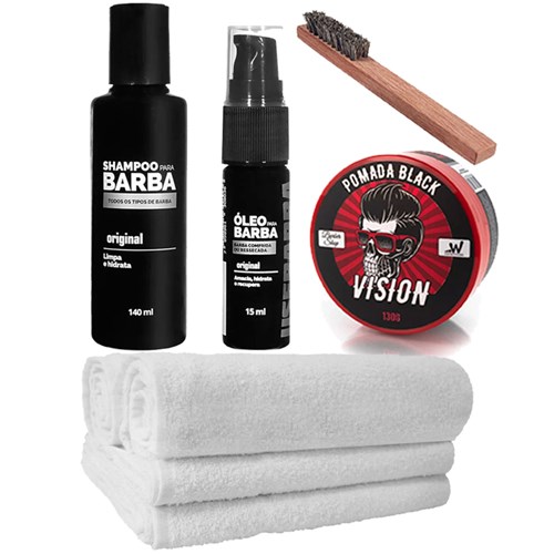Kit para Barba Pomada Óleo Toalhas Shampoo Usebarba