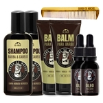 Kit Para Barba 2 Shampoo 2 Balm 2 Óleo + Pente de Madeira Artesanal