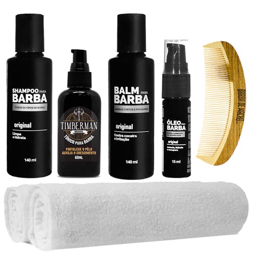 Kit para Barba Balm Óleo Shampoo 2 Toalhas Usebarba