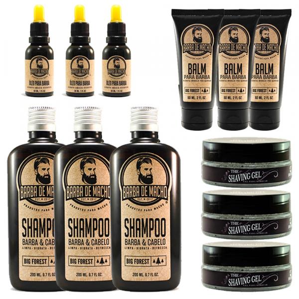 Kit para Barbearia Barber Atacado Shampoo Gel Balm Oleo - Barba de Macho