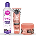 Kit para Cabelo Ondulado Shampoo + Máscara e Gel Creme - Salon Line