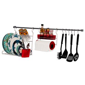 Kit para Cozinha Metaltru - 11 Peças - Cromo/Vermelho