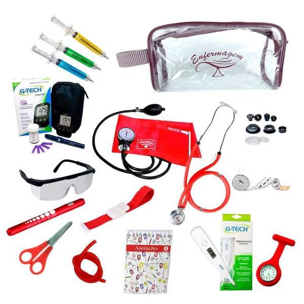 Kit para Enfermagem Completo + Necessaire Transparente - Premium