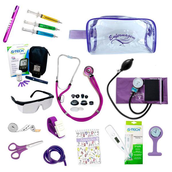 Kit para Enfermagem Completo + Necessaire Transparente - Premium