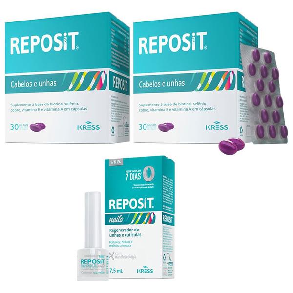 Kit para Tratamento das Unhas e dos Cabelos (reposit 60caps + Reposit Nails 7,5ml) Kress