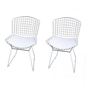 Kit 2 Pçs Cadeira Bertoia Cromada - Elare - CM0005 - Branco