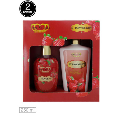 Kit 2pçs Hidratante Strawberry + Sabonete Líquido Love Secret