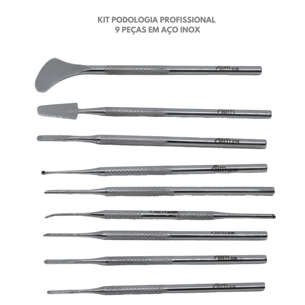 Kit Pedicure Podologia Profissional com 9 Instrumentos