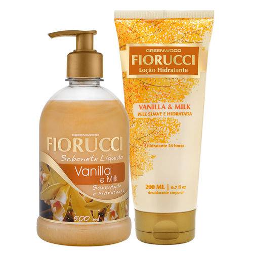Kit Perfumado Fiorucci Vanilla & Milk Sabonete Líquido 500ml + Loção Hidratante 200ml