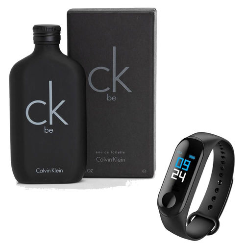 Kit Perfume Ck Be 200ml com Relógio Smartband M3 Lançamento