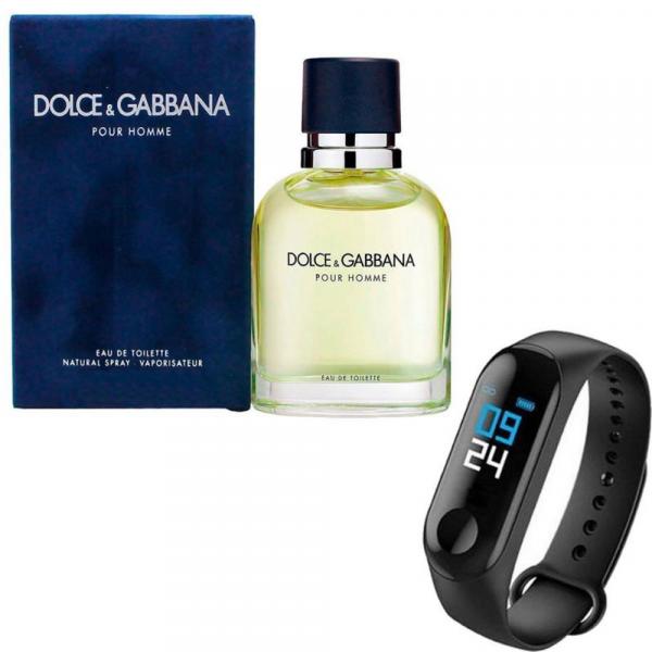 Kit Perfume Dolce Gabbana Pour Homme 125ml com Relógio M3 PRETO Lançamento - Dolce Gabanna