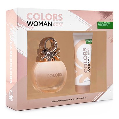 Kit Perfume Feminino Colors Rose Benetton EDT 80ml + Body Lotion 75ml