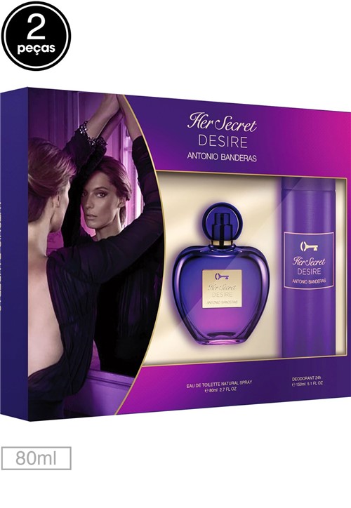Kit Perfume Her Secret Desire Antônio Banderas 80ml - Kanui