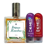 Kit Perfume Masculino Almíscar 100ml + Gel de Massagem e Lubrificante 200ml + K Med Hot 200ml