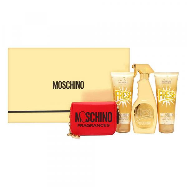 Kit Perfume Moschino Fresh Gold Edp 100ml + Body Lotion e Bolsa