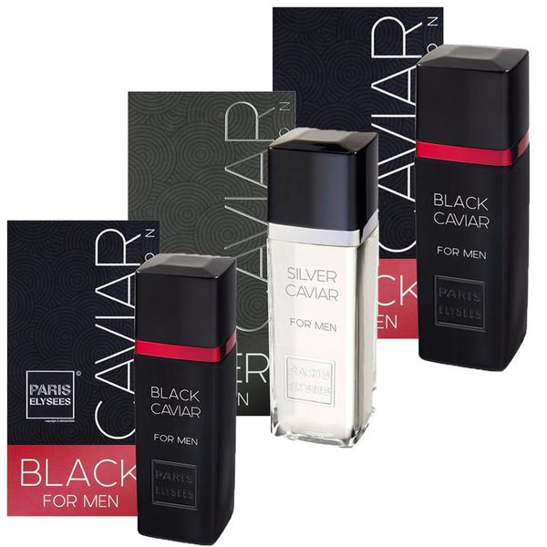 Kit 3 Perfume Paris Elysees - 2 Black Caviar e 1 Silver Caviar