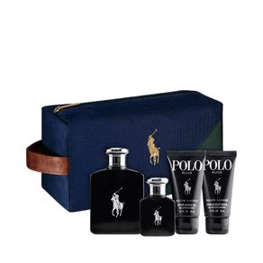 Kit Perfume Polo Black Masculino Eau de Toilette 125ml e 40ml + After Shave 50ml + Shower Gel 50ml + Nécessaire Único