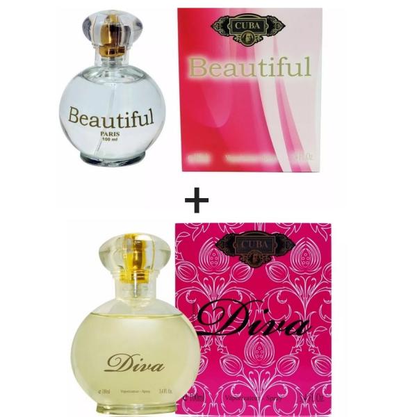 Kit 2 Perfumes Cuba 100ml Cada Beautiful + Diva