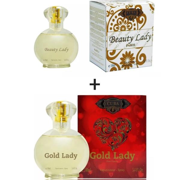 Kit 2 Perfumes Cuba 100ml Cada Beauty Lady + Gold Lady