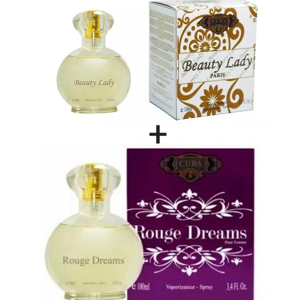 Kit 2 Perfumes Cuba 100ml Cada Beauty Lady + Rouge Dreams
