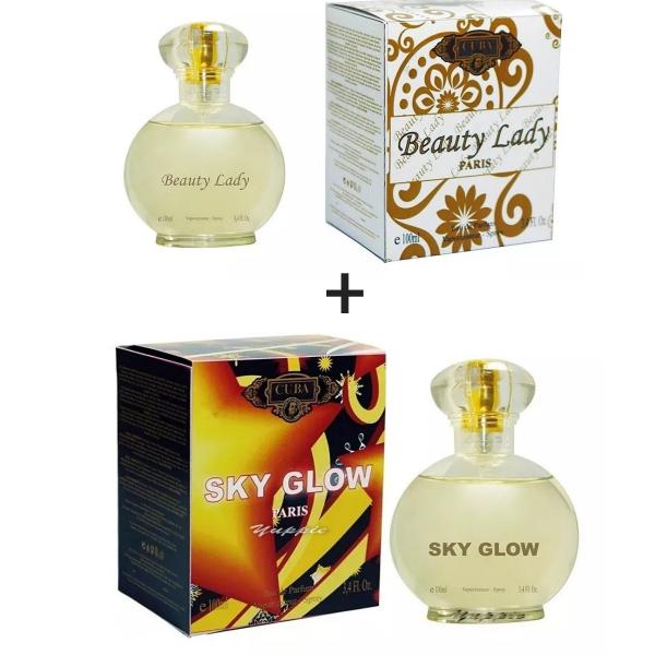 Kit 2 Perfumes Cuba 100ml Cada Beauty Lady + Sky Glow
