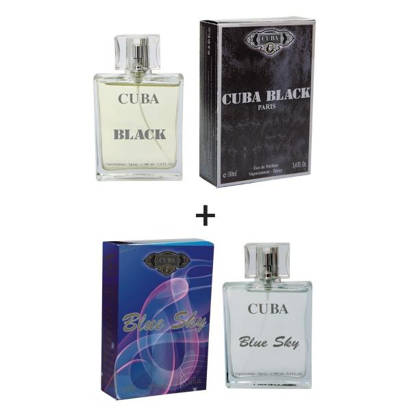Kit 2 Perfumes Cuba 100ml Cada Black + Blue Sky