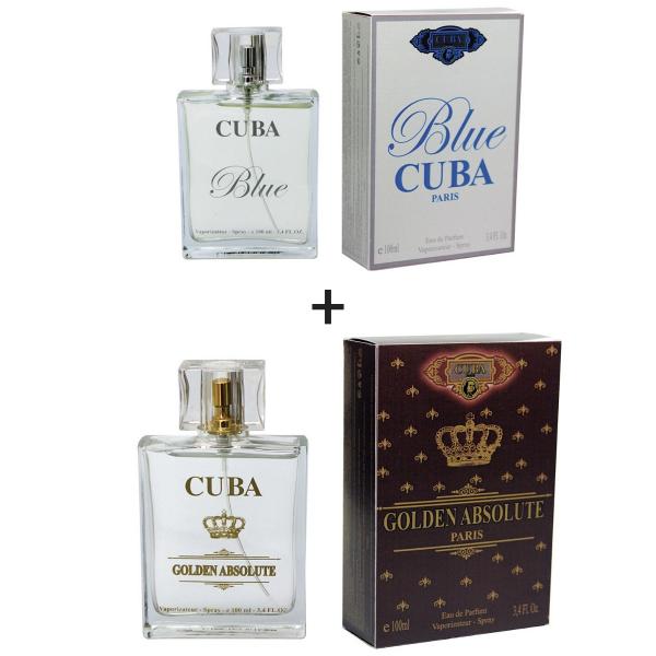 Kit 2 Perfumes Cuba 100ml Cada Blue + Golden Absolute