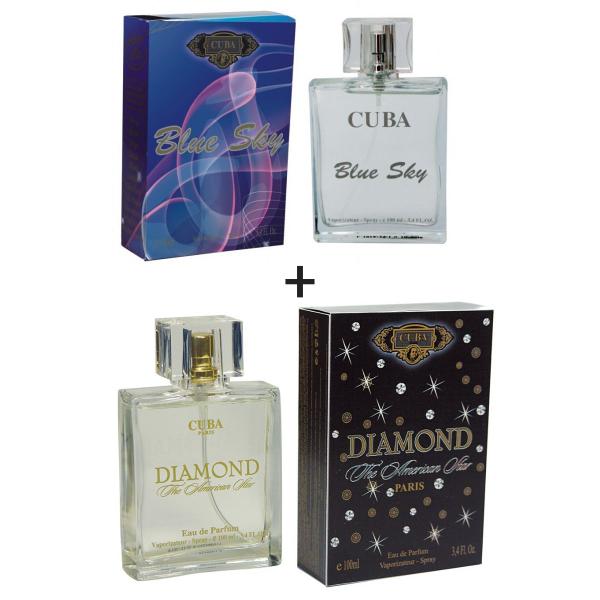 Kit 2 Perfumes Cuba 100ml Cada Blue Sky + Diamond
