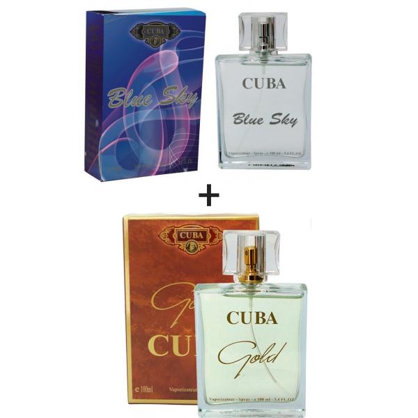 Kit 2 Perfumes CUba 100ml Cada Blue Sky + Gold