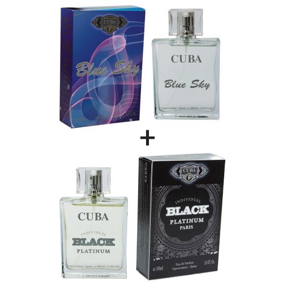 Kit 2 Perfumes Cuba 100ml Cada Blue Sky + Individual Black
