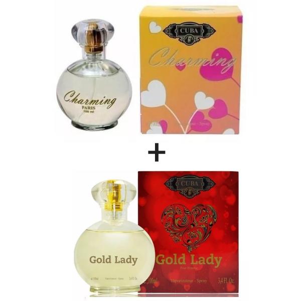 Kit 2 Perfumes Cuba 100ml Cada Charming + Gold Lady