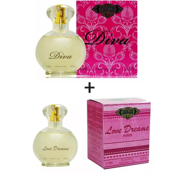 Kit 2 Perfumes Cuba 100ml Cada Diva + Love Dreams