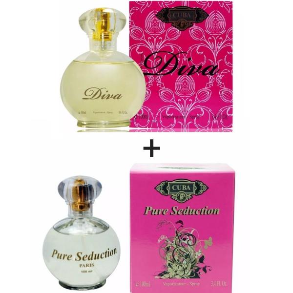 Kit 2 Perfumes Cuba 100ml Cada Diva + Pure Seduction