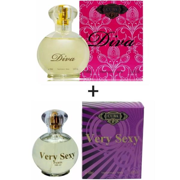 Kit 2 Perfumes Cuba 100ml Cada Diva + Very Sexy