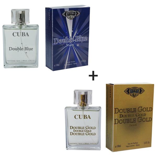 Kit 2 Perfumes Cuba 100ml Cada Double Bleu + Double Gold