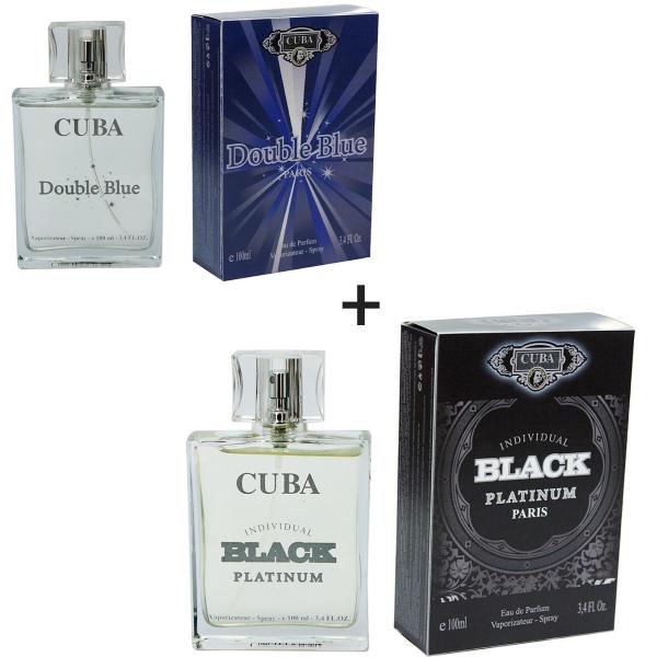Kit 2 Perfumes Cuba 100ml Cada Double Bleu + Individual Black