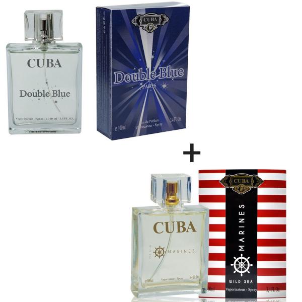 Kit 2 Perfumes Cuba 100ml Cada Double Bleu + Marines