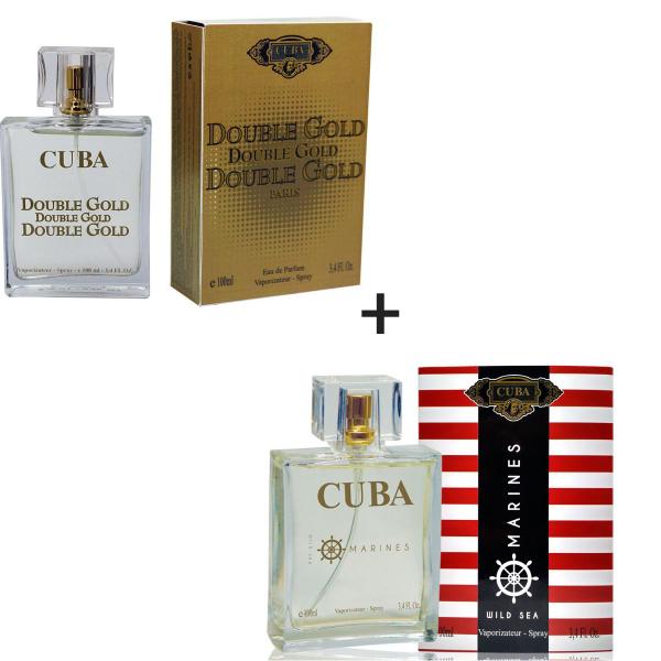 Kit 2 Perfumes Cuba 100ml Cada Double Gold + Marines