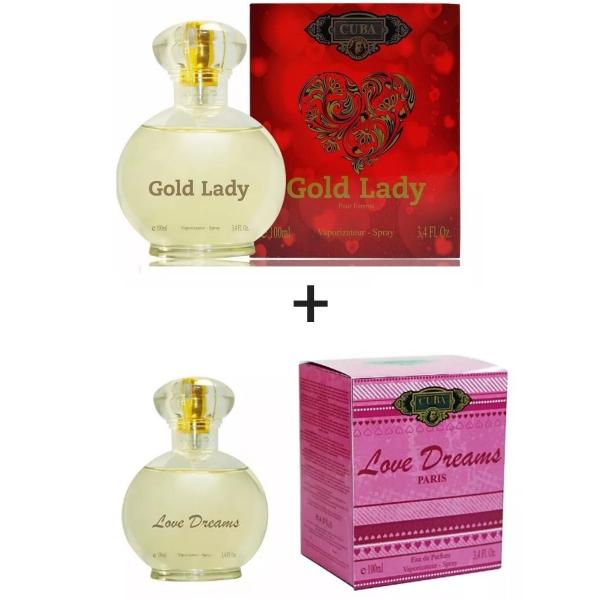 Kit 2 Perfumes Cuba 100ml Cada Gold Lady + Love Dreams