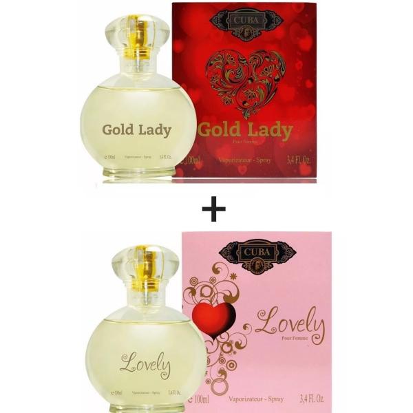 Kit 2 Perfumes Cuba 100ml Cada Gold Lady + Lovely