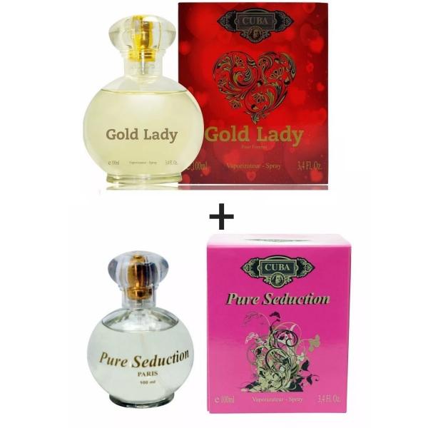 Kit 2 Perfumes Cuba 100ml Cada Gold Lady + Pure Seduction