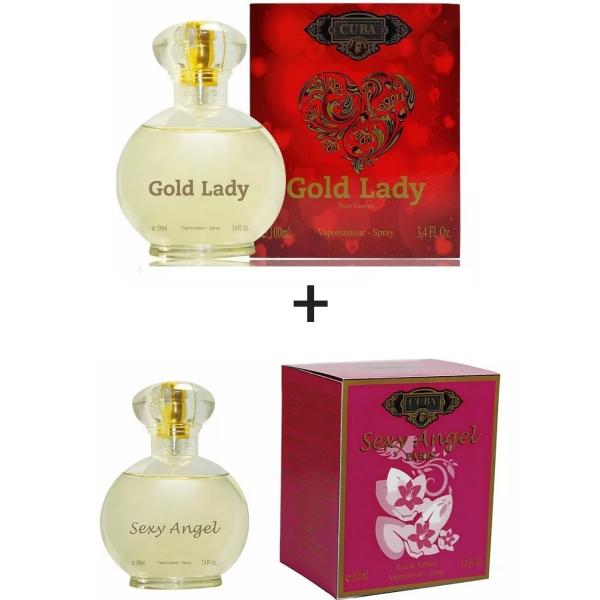 Kit 2 Perfumes Cuba 100ml Cada Gold Lady + Sexy Angel