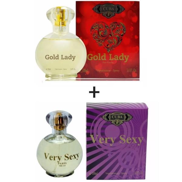 Kit 2 Perfumes Cuba 100ml Cada Gold Lady + Very Sexy