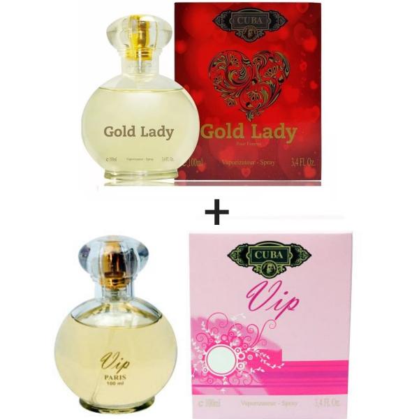 Kit 2 Perfumes Cuba 100ml Cada Gold Lady + Vip