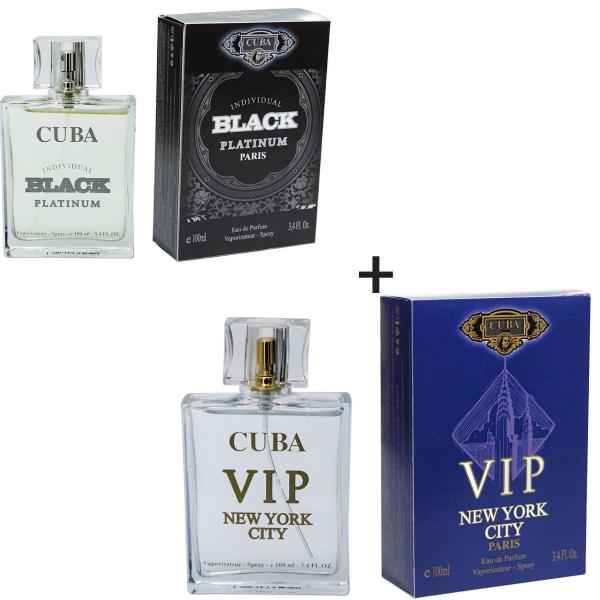Kit 2 Perfumes Cuba 100ml Cada Individual Black Platinum + Vip New York