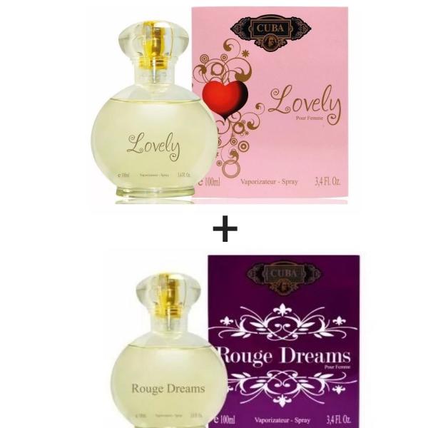 Kit 2 Perfumes Cuba 100ml Cada Lovely + Rouge Dreams