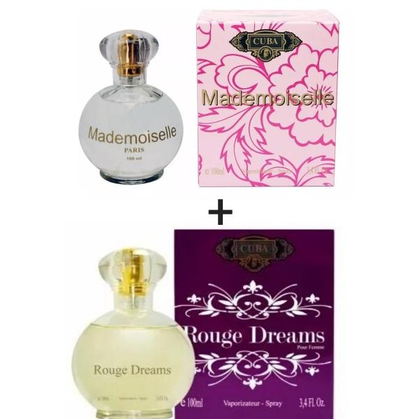 Kit 2 Perfumes Cuba 100ml Cada Mademoiselle + Rouge Dreams