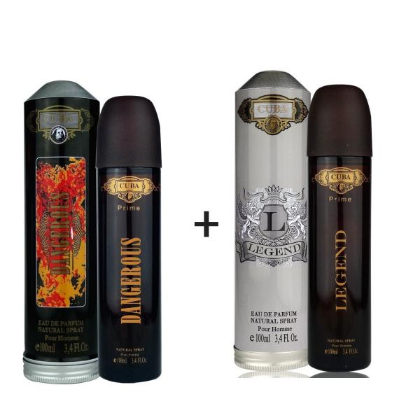 Kit 2 Perfumes Cuba Prime 100ml Cada Dangerous + Legend