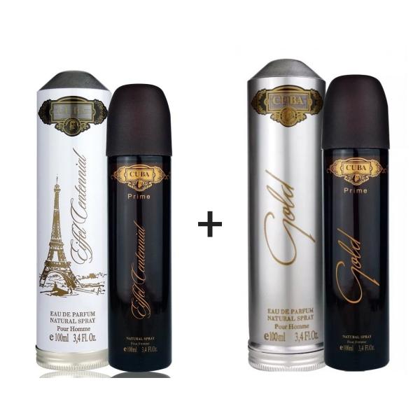 Kit 2 Perfumes Cuba Prime 100ml Cada Eiffel Centennial + Gold